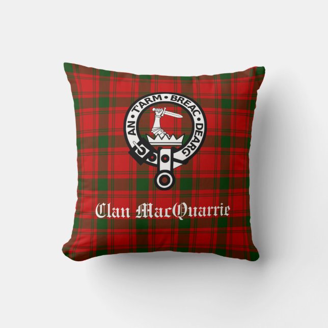 Clan MacQuarrie Tartan und Wappen Kissen (Vorderseite)