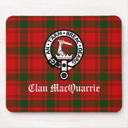 Clan MacQuarrie Tartan und Wappen Mousepad (Vorne)