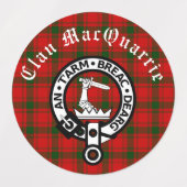 Clan MacQuarrie Tartan und Wappen Round Etiketten (Design 1)