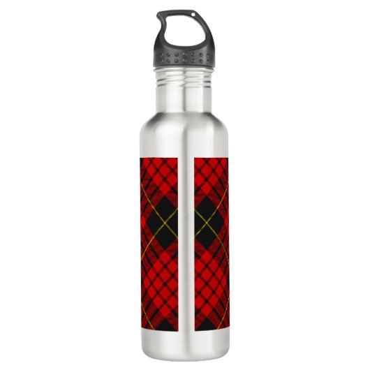 Clan MacQueen Crest über Tartan Edelstahlflasche (Rückseite)