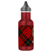 Clan MacQueen Crest über Tartan Edelstahlflasche (Links)