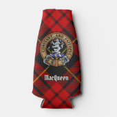 Clan MacQueen Crest über Tartan Flaschenkühler (Vorderseite)