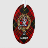 Clan MacQueen Crest über Tartan Ornament (Vorderseite)