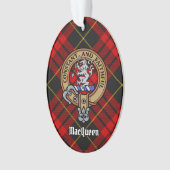 Clan MacQueen Crest über Tartan Ornament (Vorderseite)