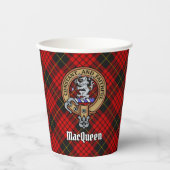 Clan MacQueen Crest über Tartan Pappbecher (Vorderseite)