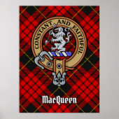 Clan MacQueen Crest über Tartan Poster (Vorne)