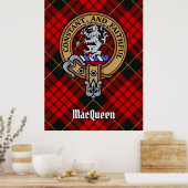Clan MacQueen Crest über Tartan Poster (Küche)
