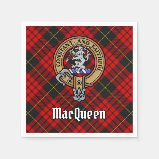 Clan MacQueen Crest über Tartan Serviette (Vorderseite)