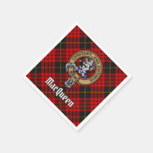 Clan MacQueen Crest über Tartan Serviette (Ecke)