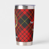 Clan MacQueen Crest über Tartan Thermobecher (Links)