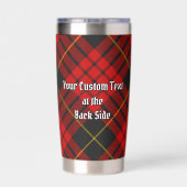 Clan MacQueen Crest über Tartan Thermobecher (Rückseite)