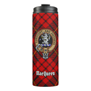 Clan MacQueen Crest über Tartan Thermosbecher