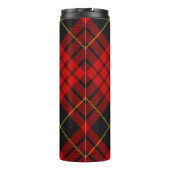 Clan MacQueen Crest über Tartan Thermosbecher (Rückseite)