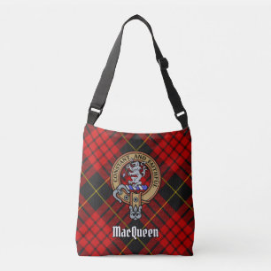 Clan MacQueen Crest über Tartan Tragetaschen Mit Langen Trägern