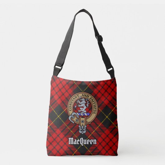 Clan MacQueen Crest über Tartan Tragetaschen Mit Langen Trägern (Vorderseite)