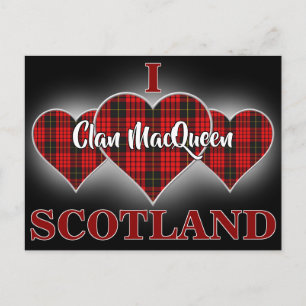 Clan MacQueen I Liebe Schottland Tartan Herz Postkarte