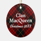 Clan MacQueen Scottish Red and Black Tartan Keramikornament (Links)