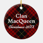Clan MacQueen Scottish Red and Black Tartan Keramikornament (Hinten)
