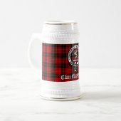 Clan MacQueen Wappen Abzeichen & Tartan Bierglas (Vorderseite Links)