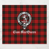 Clan MacQueen Wappen Abzeichen & Tartan Flasche Et Bierflaschenetikett (Einzelnes Label)