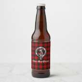 Clan MacQueen Wappen Abzeichen & Tartan Flasche Et Bierflaschenetikett (Vorderseite)