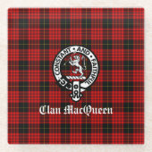 Clan MacQueen Wappen Abzeichen & Tartan Glasuntersetzer (Vorderseite)