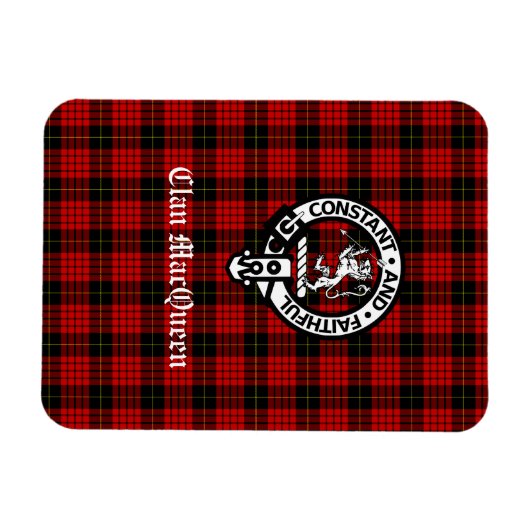 Clan MacQueen Wappen Abzeichen & Tartan Magnet (Horizontal)