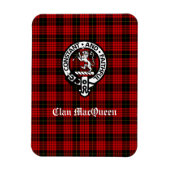 Clan MacQueen Wappen Abzeichen & Tartan Magnet (Vertikal)