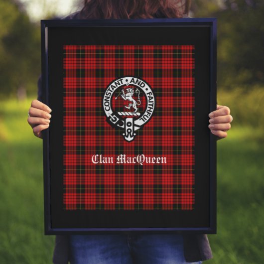 Clan MacQueen Wappen Abzeichen & Tartan Poster