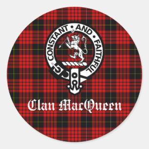 Clan MacQueen Wappen Abzeichen & Tartan Runder Aufkleber