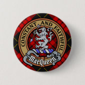 Clan MacQueen-Wappen über Tartan Button (Vorderseite)