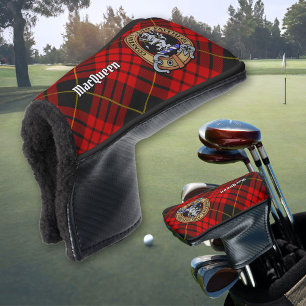 Clan MacQueen-Wappen über Tartan Golf Headcover