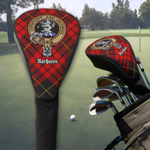 Clan MacQueen-Wappen über Tartan Golf Headcover