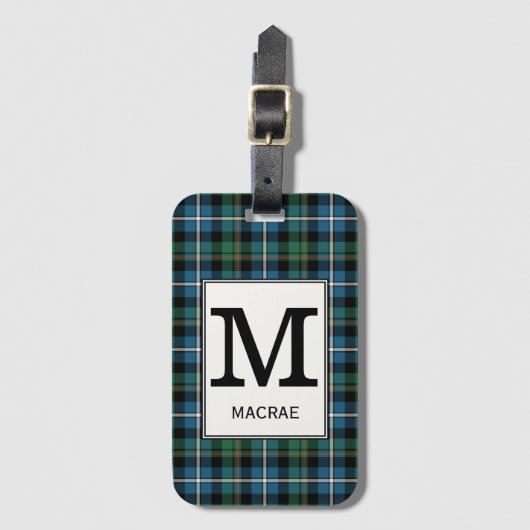 Clan MacRae Jagd Tartan Mit Monogramm Gepäckanhänger (Vorderseite Vertikal)