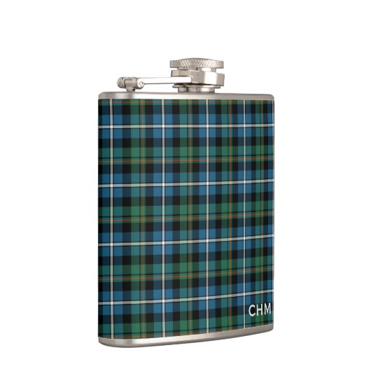 Clan MacRae Jagd Tartan Monogram Flachmann (Rechts)