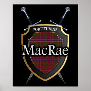 Clan MacRae Tartan Scottish Shield & Schwerter Poster