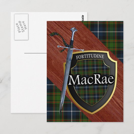 Clan MacRae Tartan Sword & Shield Postkarte (Vorne/Hinten)
