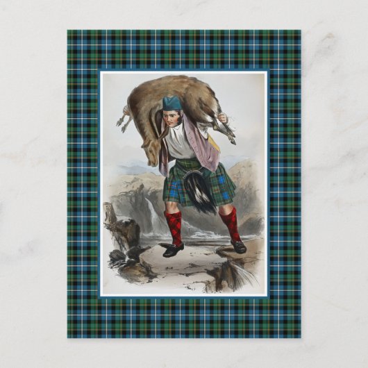 Clan MacRae Vintag Illustration Tartan Frame Postkarte (Vorderseite)
