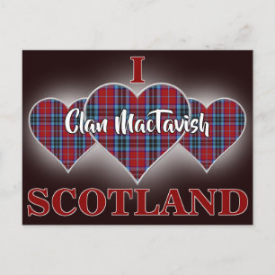 Clan MacTavish I Love Scotland Tartan Herz Postkarte