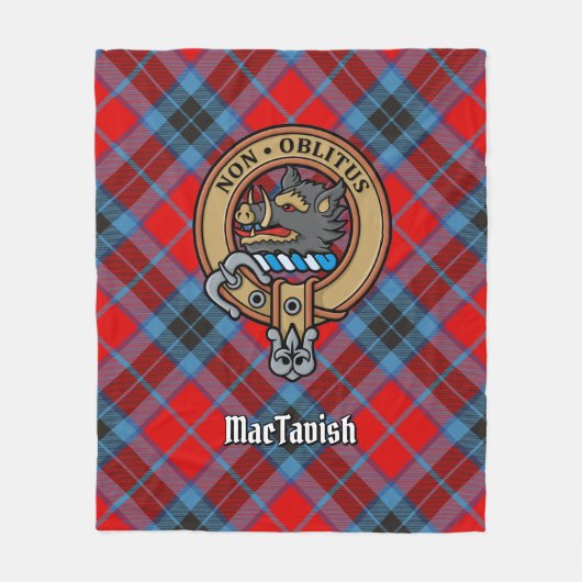 Clan MacTavish Wappen über Tartan Fleecedecke (Vorderseite)