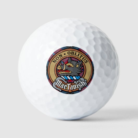 Clan MacTavish Wappen über Tartan Golfball (Vorderseite)