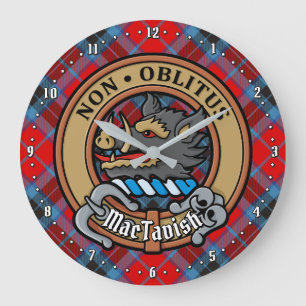Clan MacTavish Wappen über Tartan Große Wanduhr