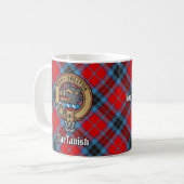 Clan MacTavish Wappen über Tartan Kaffeetasse (Vorderseite Links)