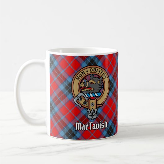 Clan MacTavish Wappen über Tartan Kaffeetasse (Links)