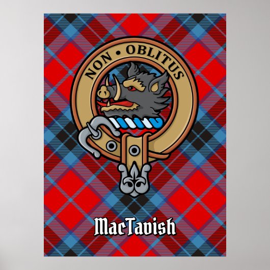 Clan MacTavish Wappen über Tartan Poster (Vorne)