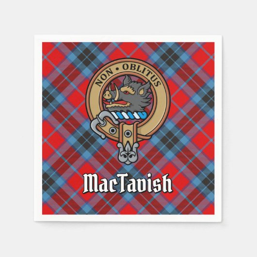 Clan MacTavish Wappen über Tartan Serviette (Vorderseite)