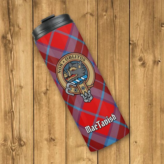 Clan MacTavish Wappen über Tartan Thermosbecher