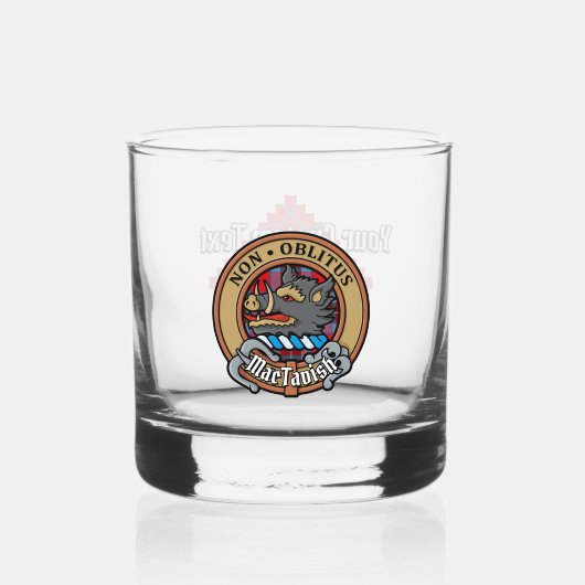 Clan MacTavish Wappen über Tartan Whiskyglas (Vorderseite)