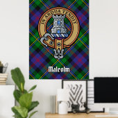 Clan Malcolm Crest over Tartan Poster (Heimbüro)