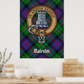 Clan Malcolm Crest over Tartan Poster (Küche)